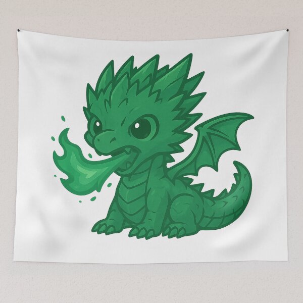 Item preview, Emerald Flame Dragon – Kawaii Green Fire Baby designed and sold by TheRealJoshD.
