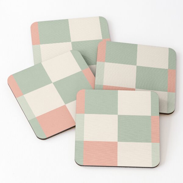 Item preview, Soft pastel green and coral checkered pattern designed and sold by SassyArtistry.