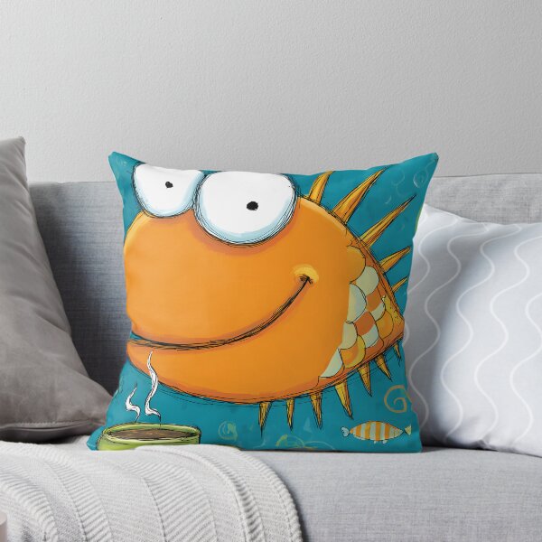 Item preview, Orange Fish Pretending Coffee Is the Ocean While Smiling Like It Owns the Morning designed and sold by OlfactoART Studio.