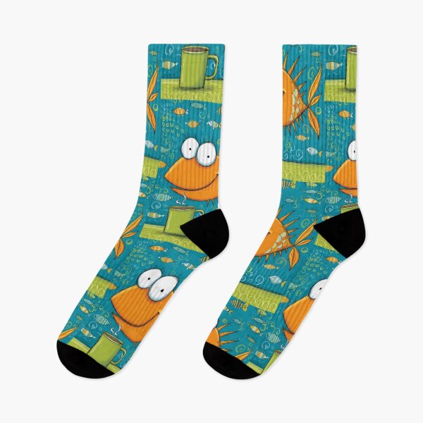 Item preview, Orange Fish Pretending Coffee Is the Ocean While Smiling Like It Owns the Morning designed and sold by OlfactoART Studio.