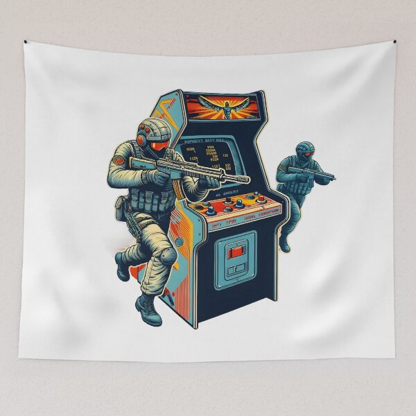 Item preview, Tactical Soldiers Emerging from Retro Arcade Machine - Inspired by "Contra". designed and sold by The-T-In-Retro.