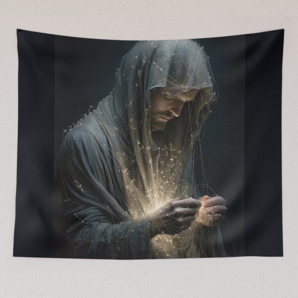 Item preview, Hooded Figure Illuminated by Threads of Energy designed and sold by Shannon Hilson.