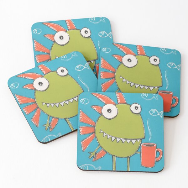 Item preview, Fish Who Needs Coffee More Than Water Trying to Stay Awake in Bright Blue Chaos designed and sold by OlfactoART Studio.