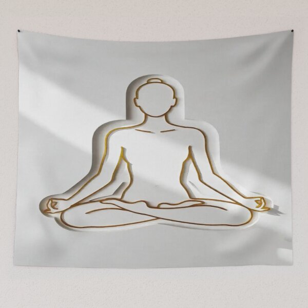 Item preview, Minimalist Meditation – Golden Line Spiritual Pose Design designed and sold by Cristhian Almanza.
