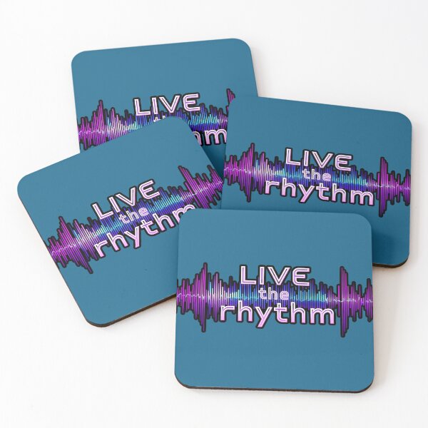 Item preview, Live the Rhythm: Electronic Sound Spectrum with Purple and Blue Neon Typography for Music Lovers designed and sold by karina360.