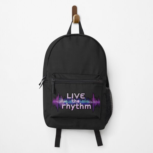 Item preview, Live the Rhythm: Electronic Sound Spectrum with Purple and Blue Neon Typography for Music Lovers designed and sold by karina360.