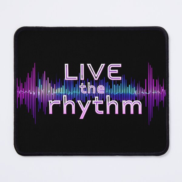 Item preview, Live the Rhythm: Electronic Sound Spectrum with Purple and Blue Neon Typography for Music Lovers designed and sold by Karina Creative Studio.