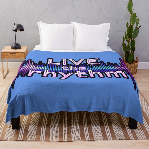 Item preview, Live the Rhythm: Electronic Sound Spectrum with Purple and Blue Neon Typography for Music Lovers designed and sold by Karina Creative Studio.
