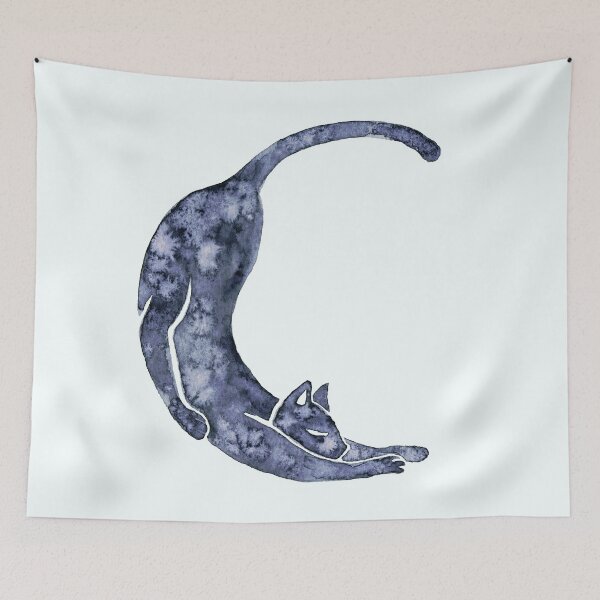 Item preview, Moon Cat Kitty Watercolor black designed and sold by lizzie-burgundy.
