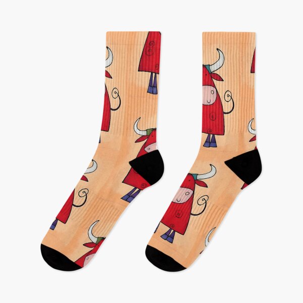 Item preview, Humorous Cartoon Bull Jumping for Joy Showing Off Its Vibrant Red Color and Playful Smile designed and sold by OlfactoART Studio.
