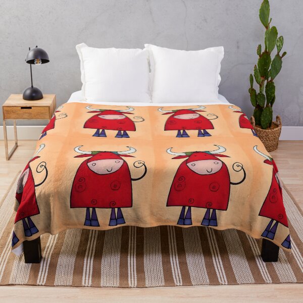 Item preview, Humorous Cartoon Bull Jumping for Joy Showing Off Its Vibrant Red Color and Playful Smile designed and sold by OlfactoART Studio.