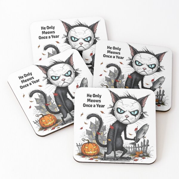 Item preview, He Only Meows Once a Year - Funny Cat Halloween Design designed and sold by GrumpyCrudly.