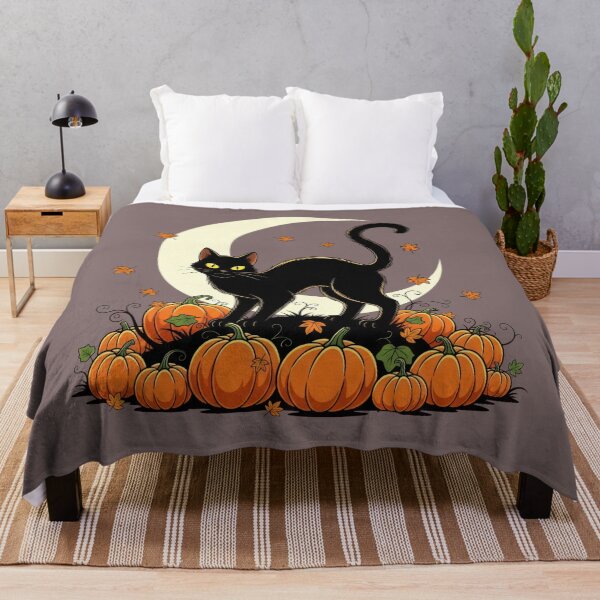 Item preview, Black Scary Cat and Autumn Pumpkins designed and sold by RickGoulet.