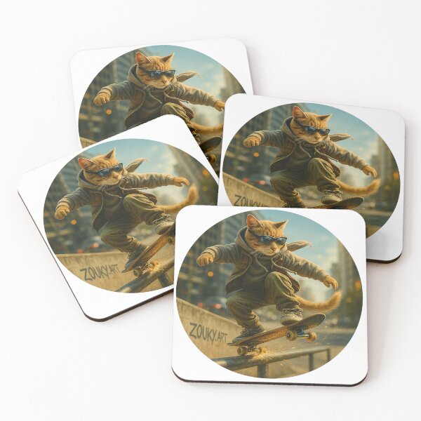 Item preview, Skateboarding Cat – Wild Freedom in Motion designed and sold by Zouky.art.
