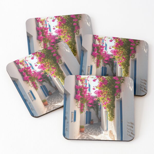 Item preview, Iconic Blue Door, Hot Pink Bougainvillea, and Whitewashed Greek Alley designed and sold by Vida e Arte.