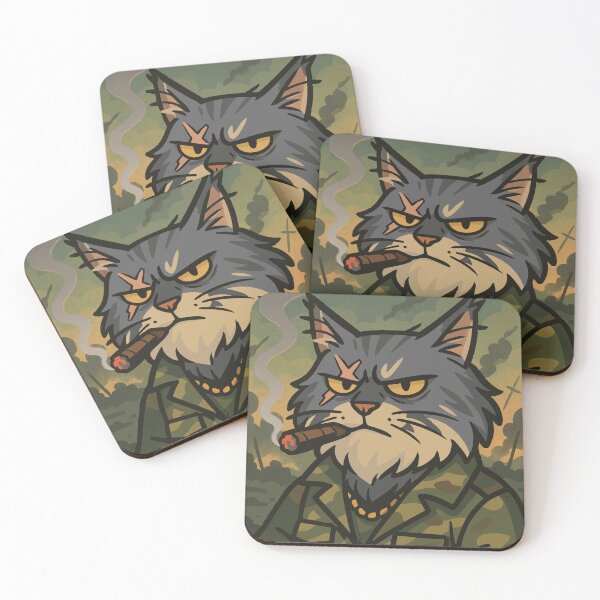 Item preview, Badass Military Cat - Cigar-Smoking Warrior Cat Illustration designed and sold by PierrelyHO.