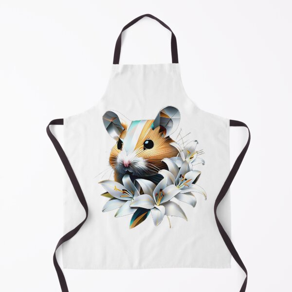 Item preview, Geometric Hamster with White Lilies | Chrome and Gold Floral Art designed and sold by Naturalite19.