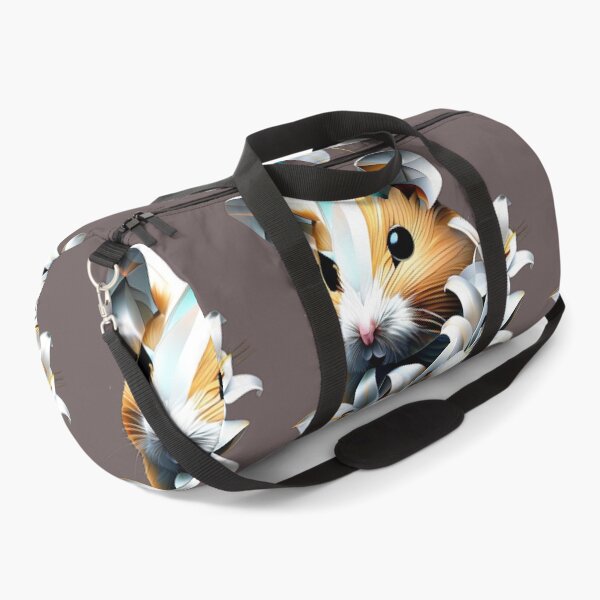 Item preview, Geometric Hamster with White Lilies | Chrome and Gold Floral Art designed and sold by Naturalite19.
