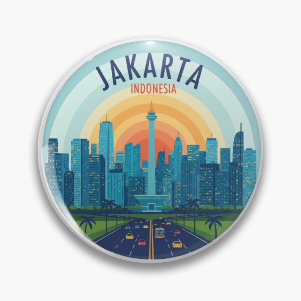 Item preview, Travel Magnets and Sticker of Jakarta designed and sold by Globe Glee Designs.