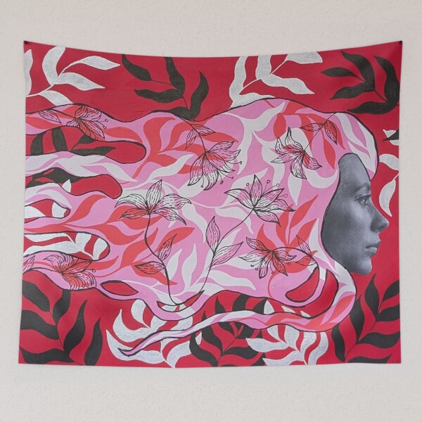 Item preview, The Odyssey – Surrealist female portrait and abstract floral movement designed and sold by Isabelle Langlois.