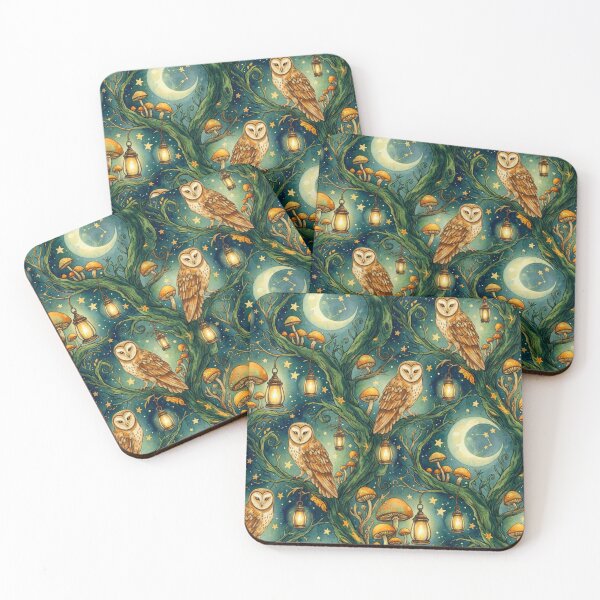 Item preview, Enchanted Forest Night – Halloween Woodland Watercolor Pattern designed and sold by skysshobu.