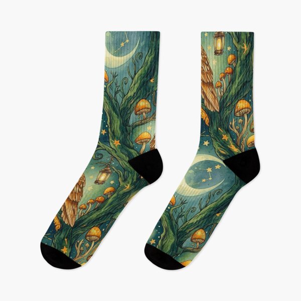 Item preview, Enchanted Forest Night – Halloween Woodland Watercolor Pattern designed and sold by skysshobu.