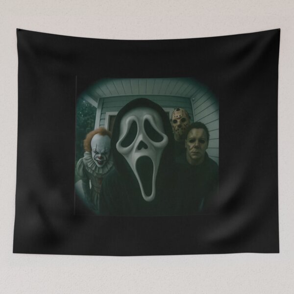 Item preview, Halloween Horror Movie Villains Sweatshirt Ghostface and Friends. 90s scary movie villains, Retro Halloween Characters designed and sold by TGonlinestore.