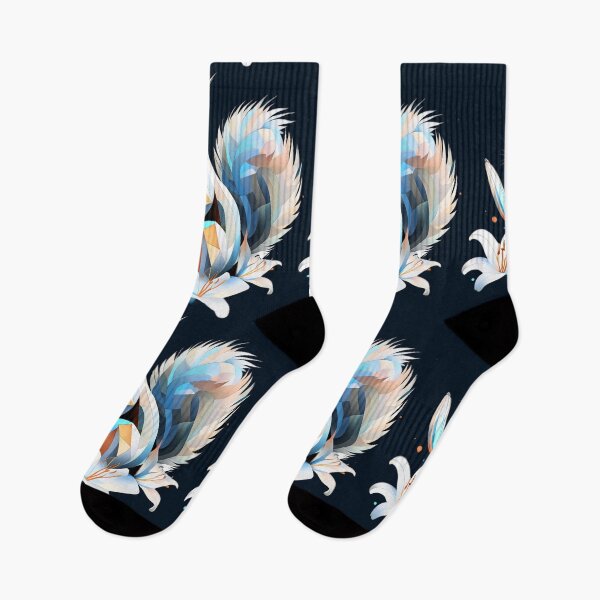 Item preview, Geometric Squirrel with White Lilies | Blue and Gold Polygonal Art designed and sold by Naturalite19.