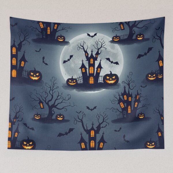 Item preview, Haunted Nightscape – Halloween Silhouette Pattern designed and sold by skysshobu.