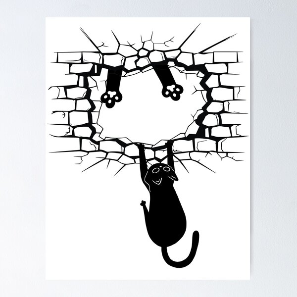 Item preview, hanging cat and broken wall designed and sold by KatNa.