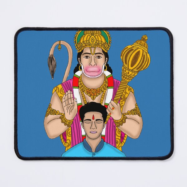 Item preview, Lord Hanuman with His Devotee | Blessings of Bajrang Bali | Divine Protection Art designed and sold by Harshit_Digital_Arts.