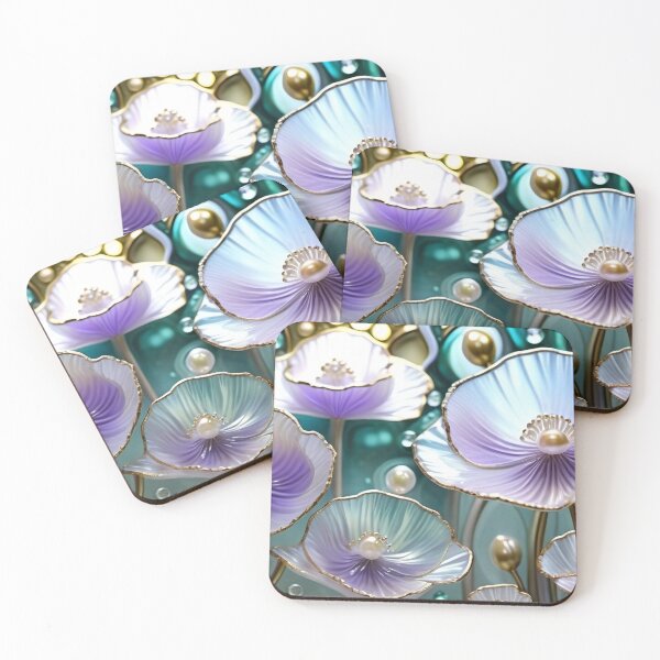 Item preview, POPPY FLOWERS * Purple Floral Botanical Nature Landscape Bejeweled Stained Glass ~ Coastal Seaside Cottage Core Holiday Christmas Birthday Bridal/Baby Shower Wedding AirBnB GIFT designed and sold by Spinning Plates 360.