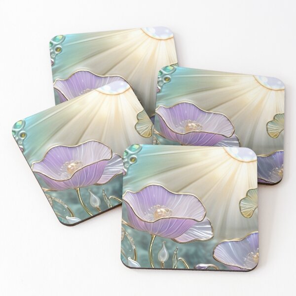Item preview, POPPY FLOWERS * Lavender Floral Botanical Nature Landscape Bejeweled Stained Glass ~ Coastal Seaside Cottage Core Holiday Christmas Birthday Bridal/Baby Shower Wedding AirBnB GIFT designed and sold by Spinning Plates 360.