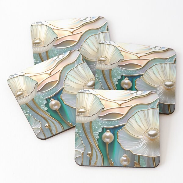Item preview, POPPY FLOWERS * White Floral Botanical Nature Landscape Bejeweled Stained Glass ~ Coastal Seaside Cottage Core Holiday Christmas Birthday Bridal/Baby Shower Wedding AirBnB GIFT designed and sold by Spinning Plates 360.