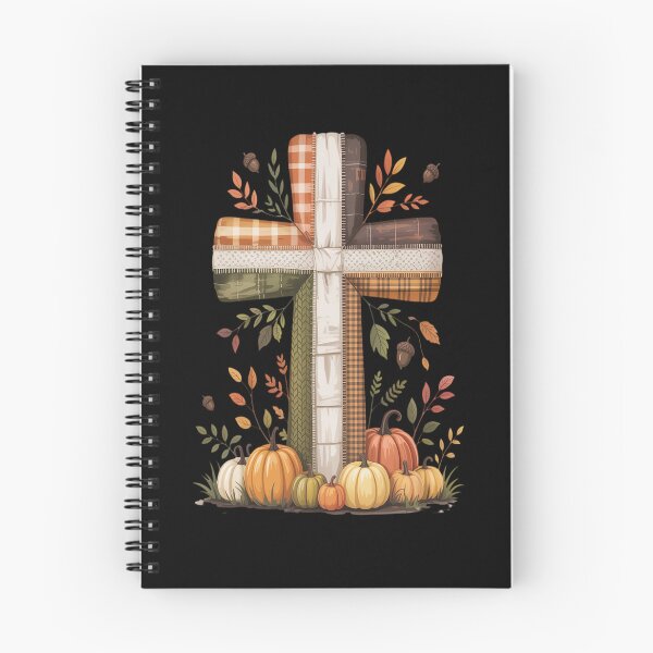 Item preview, Thanksiging wooden cross stands surrounded by pumpkins foliage designed and sold by VladoZork.