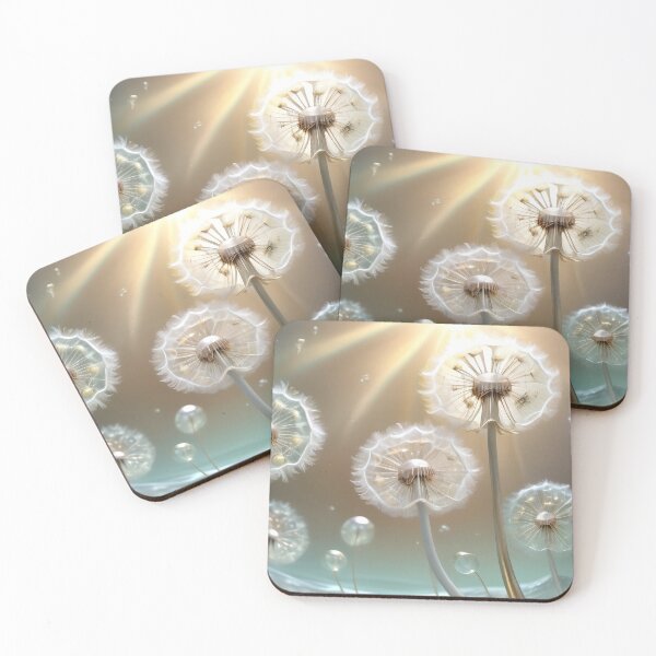 Item preview, DANDELION PUFF FLOWERS * White Floral Botanical Nature Landscape Bejeweled Stained Glass ~ Coastal Seaside Cottage Core Holiday Christmas Birthday Bridal/Baby Shower Wedding AirBnB GIFT designed and sold by Spinning Plates 360.