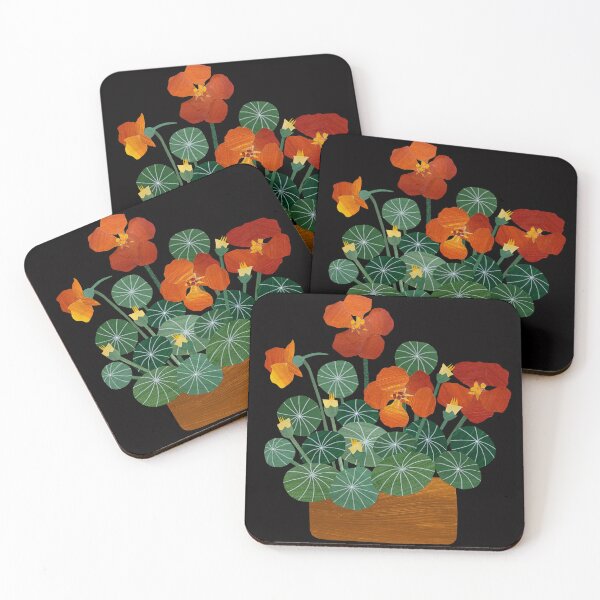 Item preview, Orange Nasturtiums in a Pot with Black Background. designed and sold by Studio Moo Designs.