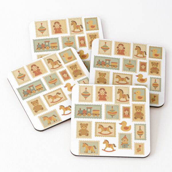Item preview, Stamp Collage of Children’s Toys | Vintage Toy Illustration | Playful Retro Art Print | Nostalgic Childhood Aesthetic Design designed and sold by PaintedPixels01.
