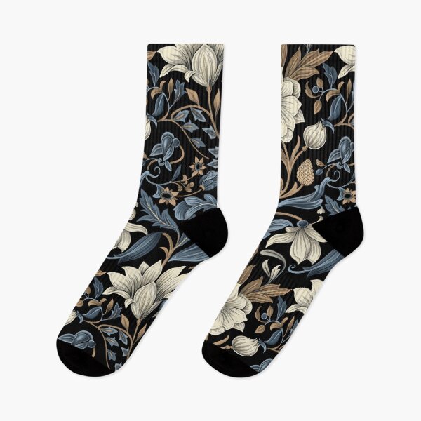 Item preview, Dark Blue and White Art Nouveau Flowers designed and sold by Atlas Kai.