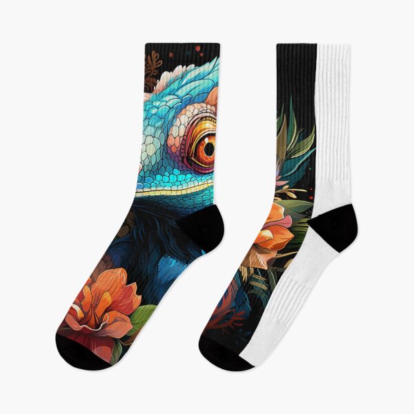 Item preview, Tropical Chameleon – Vibrant Reptile Art with Jungle Flowers designed and sold by Alphawolfs.
