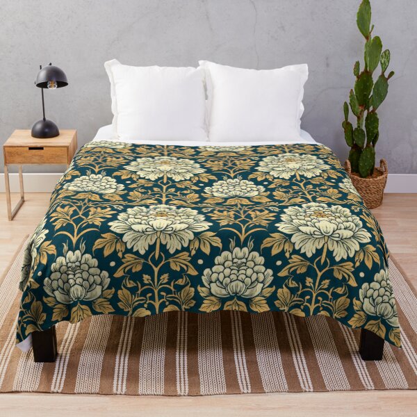 Item preview, Art Nouveau Gold Floral Damask Pattern designed and sold by Atlas Kai.