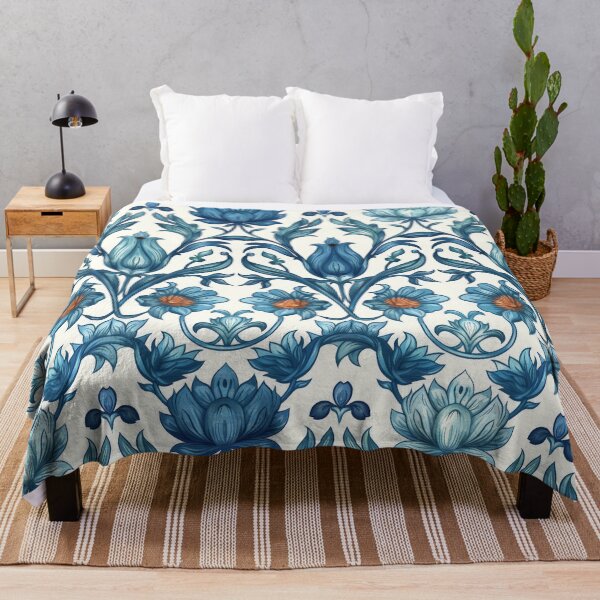 Item preview, Blue Watercolor William Morris Style Flower Art designed and sold by Atlas Kai.