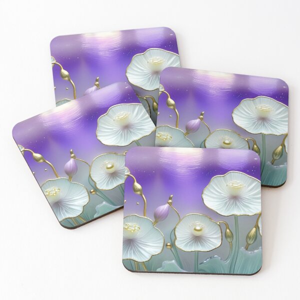 Item preview, MOON FLOWERS * Pale Jade Floral Botanical Nature Landscape Bejeweled Stained Glass ~ Coastal Seaside Cottage Core Holiday Christmas Birthday Bridal/Baby Shower Wedding AirBnB GIFT designed and sold by Spinning Plates 360.