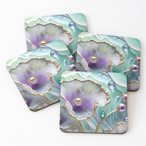 Item preview, SEA POPPY FLOWERS * Purple Floral Botanical Nature Landscape Bejeweled Stained Glass ~ Coastal Seaside Cottage Core Holiday Christmas Birthday Bridal/Baby Shower Wedding AirBnB GIFT designed and sold by Spinning Plates 360.
