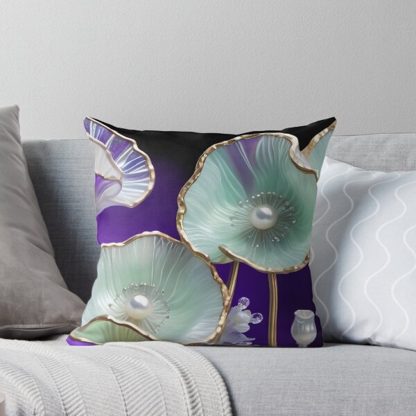 Item preview, MOON POPPY FLOWERS * Green Jade Floral Botanical Nature Landscape Bejeweled Stained Glass ~ Coastal Seaside Cottage Core Holiday Christmas Birthday Bridal/Baby Shower Wedding AirBnB GIFT designed and sold by Spinning Plates 360.