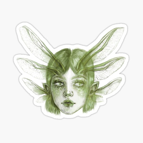 Item preview, WOMAN WITH DRAGONFLY PALE GREEN designed and sold by LIS AND MELIVERSO.