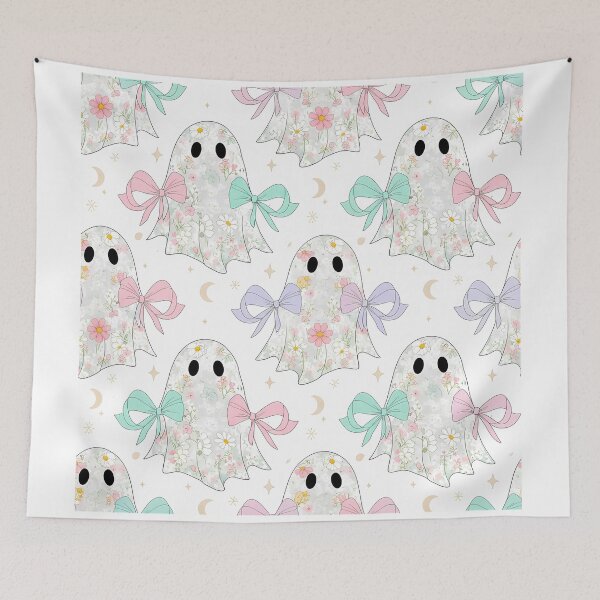 Item preview, Cute Pastel Floral Ghost Pattern - Kawaii Halloween Spooky designed and sold by VividDripCo.