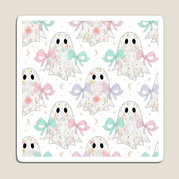 Item preview, Cute Pastel Floral Ghost Pattern - Kawaii Halloween Spooky designed and sold by VividDripCo.