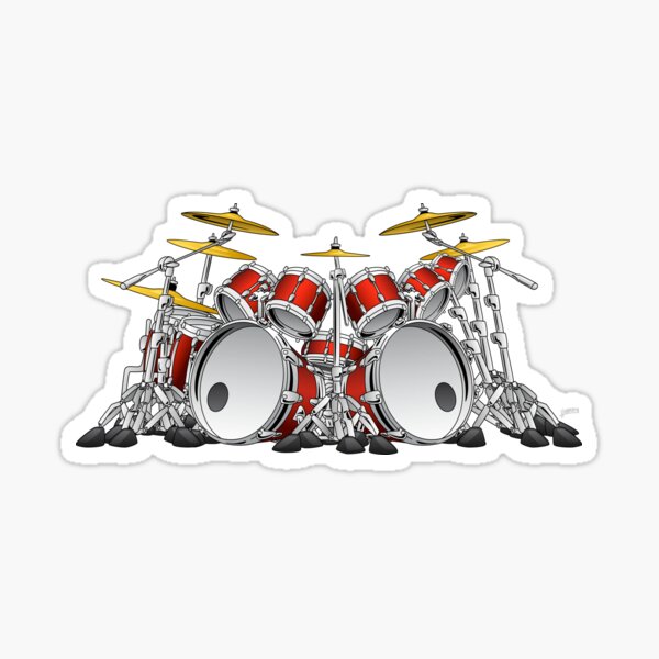 10 Piece Rock Drum Set Cartoon Sticker