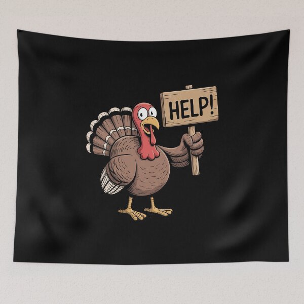 Item preview, Turkey Help Sign Funny Thanksgiving Day Humor designed and sold by KingsLife1994.